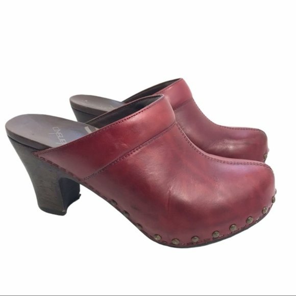 Dansko Shoes - DANSKO Red Leather Studded Heeled Clogs 8.5/9